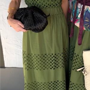 Marie Oliver Olive Eyelet Midi Dress